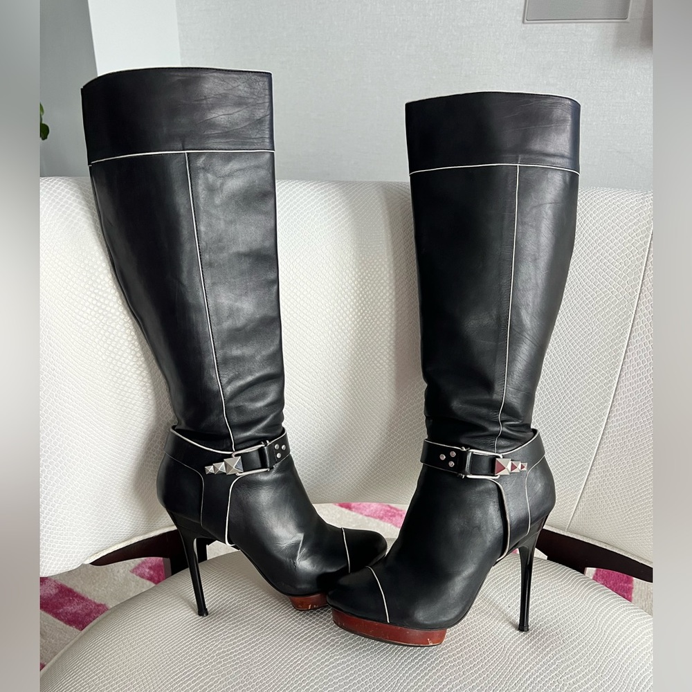 Badgley Mischka sexy black calf leather boots - Picture 8 of 15